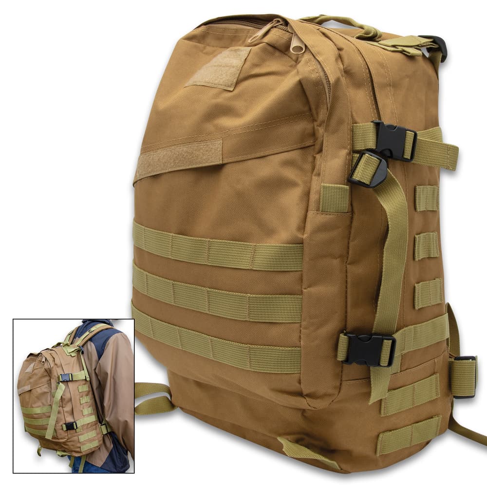 Full image of the tan All-Purpose Backpack. image number 0